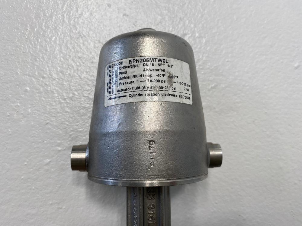 M & M 1/2" NPT 316SS Piston Actuated Shut-Off Valve BPN205MTW0L